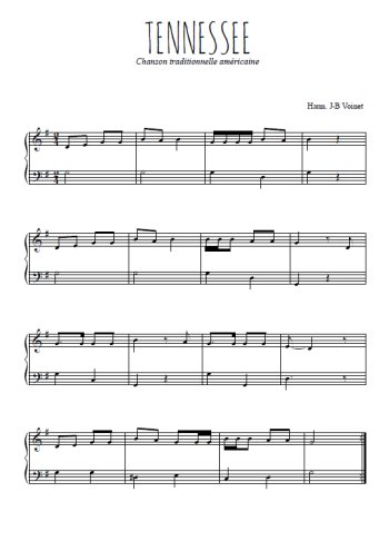 Téléchargez l'arrangement pour piano de la partition de Tennessee en PDF, niveau facile
